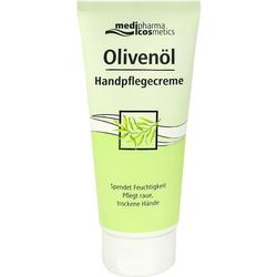 Eine grüne Tube Olivenöl-Handcreme für trockene Hände.
