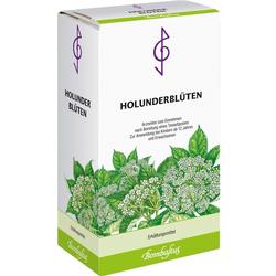 Eine Packung Holunderblüten-Tee von Bombastus gegen Erkältungen.
