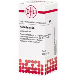 Eine weiße Medikamentenverpackung mit der Aufschrift "Aconitum D6".
