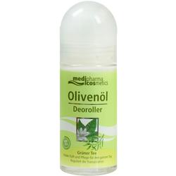Grüner Olivenöl-Deoroller mit grünem Tee für lange Frische.