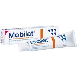 Eine Tube Mobilat-Salbe vor ihrer Verpackung gegen Schmerzen.
