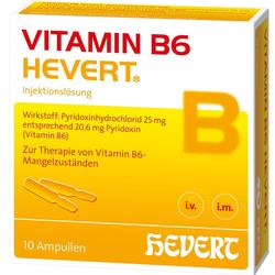 Gelbe Packung mit Vitamin B6-Ampullen zur Behandlung von Mangelzuständen.
