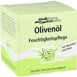 Eine grüne Box mit Olivenöl-Feuchtigkeitspflege-Creme.